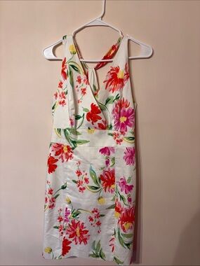 Tommy Hilfiger White Floral Midi Dress with Red & Pink Blooms